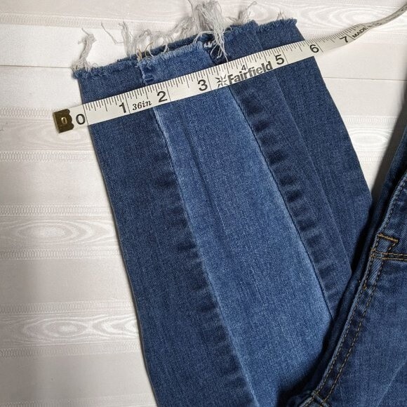Pacsun Jeans Women 25 Two-Tone Denim High Rise Raw Hem Ankle Jeggings L - Picture 9 of 11